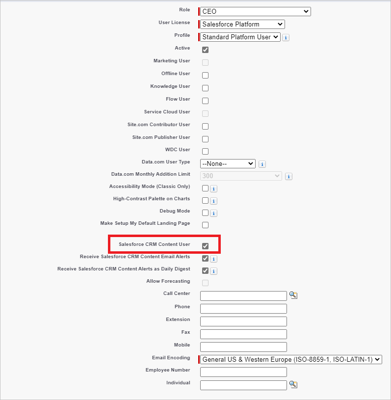 Salesforce CRM-Inhaltsbenutzer.