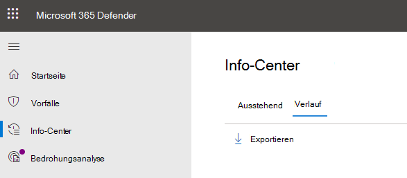 Screenshot des Info-Centers