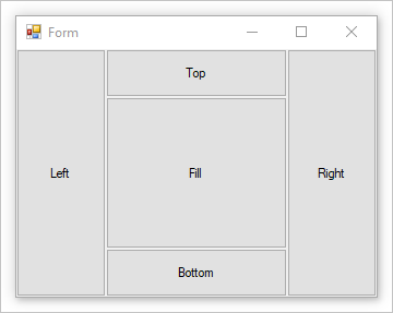 Windows-Formular, das die verschiedenen Andockmodi für ein Steuerelement veranschaulicht