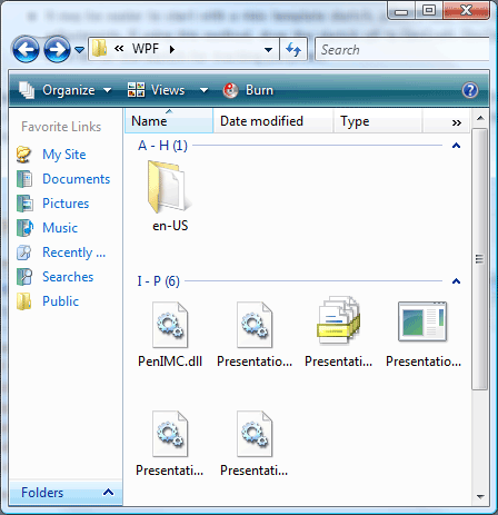 Windows Explorer Ansicht mit zerklüfteten Layout.