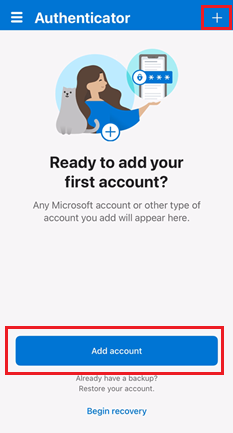 Screenshot der Registrierung mit Microsoft Authenticator für iOS-Geräte.