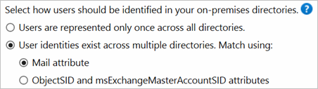 Option: Verwendung des E-Mail-Attributs für den Abgleich, wenn Benutzeridentitäten in mehreren Verzeichnissen vorhanden sind