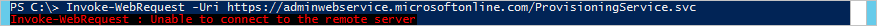 Screenshot einer Fehlermeldung, wenn PowerShell keine Verbindung mit dem Remoteserver herstellen kann.