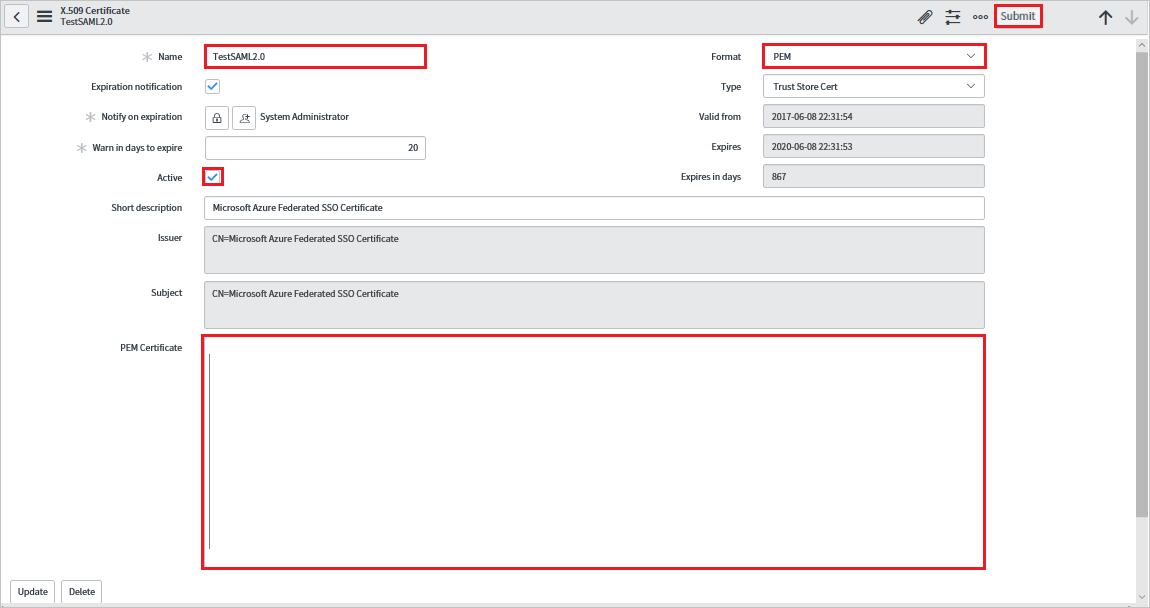 Screenshot: Dialogfeld „X.509 Certificates“ (X.509-Zertifikate)