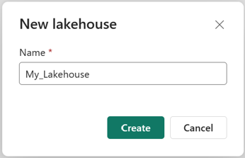 Screenshot: Dialogfeld „Neues Lakehouse“.