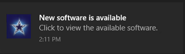 Neue Software ist Benachrichtigung mit benutzerdefiniertem Logo verfügbar.
