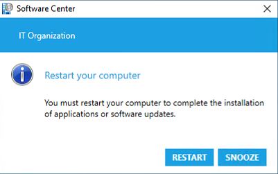 Screenshot der Softwarecenter-Benachrichtigung zum Neustarten des Computers.