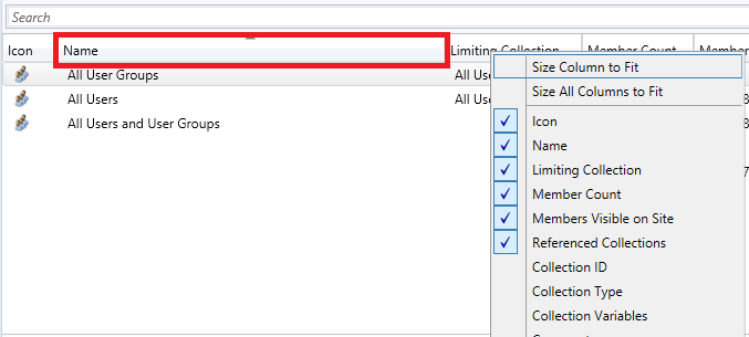 Configuration Manager fügen eine Spalte hinzu.