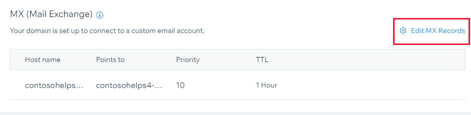 Wählen Sie MX-Einträge bearbeiten aus.