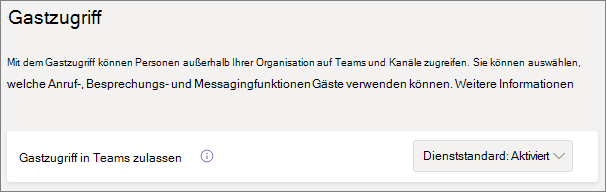 Screenshot der Teams-Umschaltfläche für den Gastzugriff.