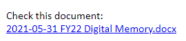 Screenshot eines HTTP-Verweises, der dem E-Mail-Betreff, dem Textkörper oder dem Textkörper der Besprechung hinzugefügt wurde.