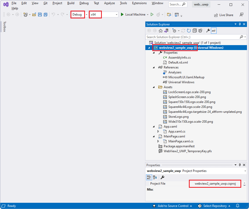 Festlegen des Buildziels am Anfang von Visual Studio