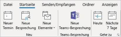 Screenshot des Teams-Besprechungs-Add-Ins auf dem Outlook-Menüband.