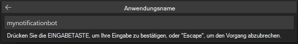 Screenshot: Eingabe des App-Namens
