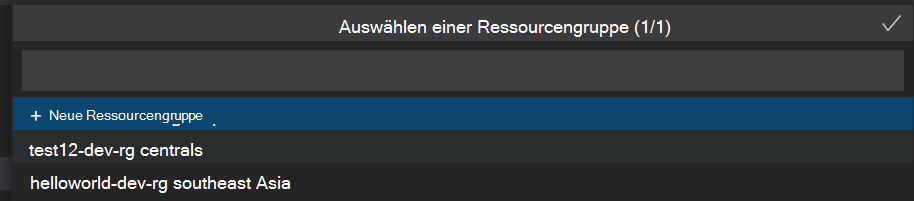 Screenshot: Ressourcen für die Bereitstellung