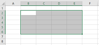 Ausgewählter Bereich in Excel.