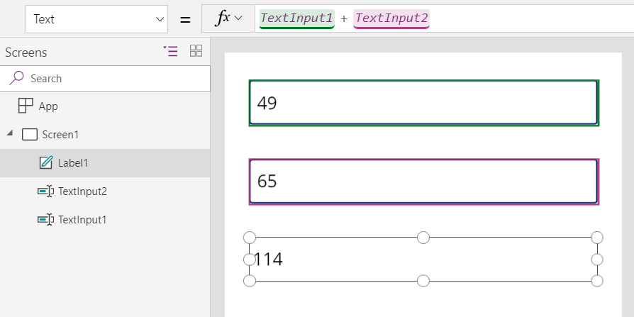 Die Summe zweier Zahlen in Power Apps berechnen