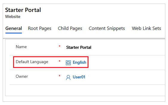 Festlegen der Standardsprache für Ihr Portal