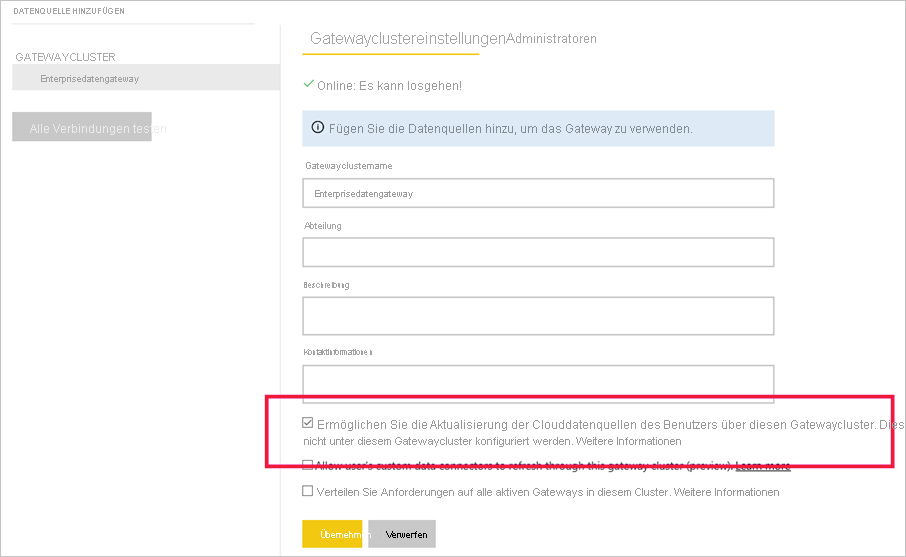 Aktualisieren über Gatewaycluster