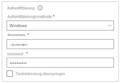 Screenshot: Ausfüllen der Authentifizierungseinstellungen