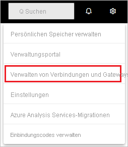 Screenshot: Auswählen von „Verbindungen und Gateways verwalten“.