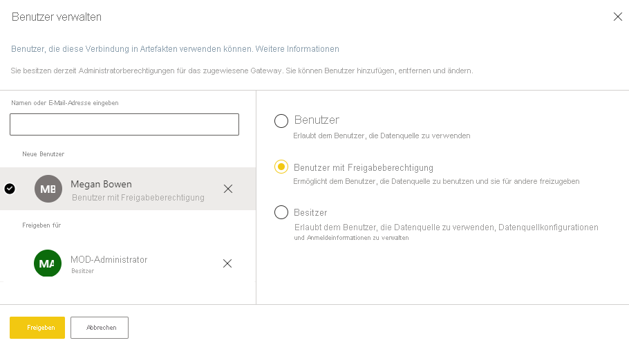 Screenshot: Bildschirm „Benutzer verwalten“.