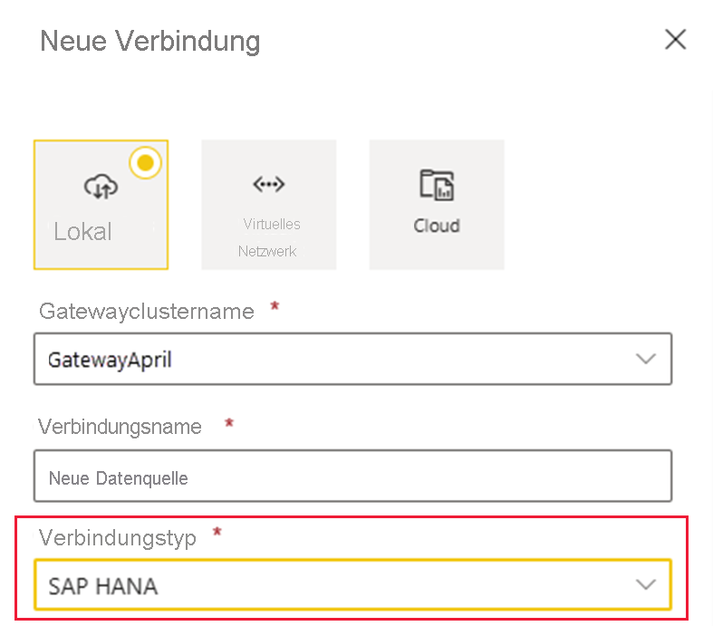  Screenshot of Add the SAP HANA data source.