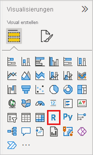 Screenshot of the Visualization pane, highlighting the R Visual icon.