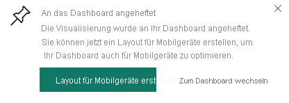 Screenshot des Dialogfelds „An das Dashboard angeheftet“.