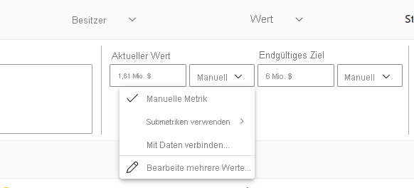 Screenshot showing the types of metrics.