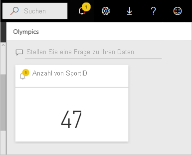 Screenshot of the Notification icon and alert in Power BI service notification center.