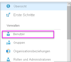 Screenshot der Registerkarte „Microsoft Entra-Benutzer und -Gruppen“.