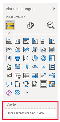 Screenshot of a Power BI visual that shows the Values well in the Visualizations pane.