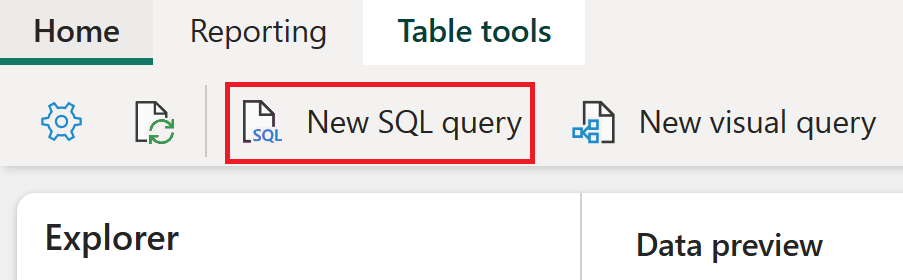 Screenshot der Option „Neue SQL-Abfrage“ im Reiter „Start“.