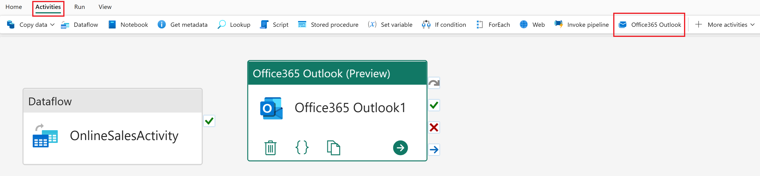 Screenshot: Informationen zur Office365 Outlook-Aktivität.