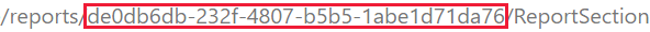Screenshot: Eindeutiger Bezeichner der Berichts-ID in der URL zum Power BI-Dienst