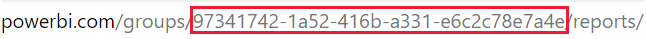 Screenshot: Eindeutiger Bezeichner der Arbeitsbereichs-ID in der URL zum Power BI-Dienst
