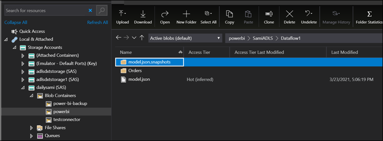 Screenshot of the file explorer showing an example using the Orders table of the Northwind Odata sample.