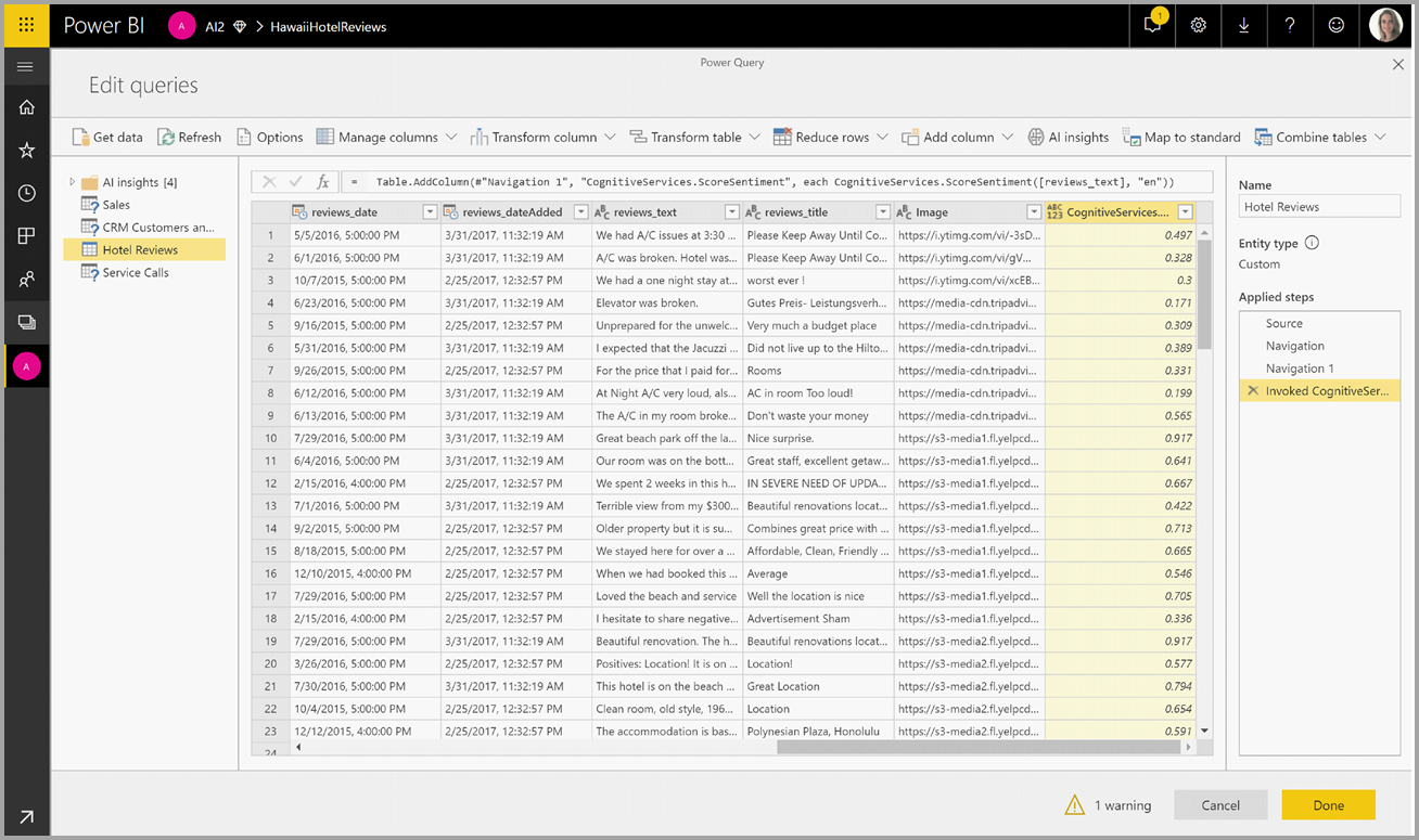 Screenshot: Neue Spalte, die in Power Query erstellt wurde.