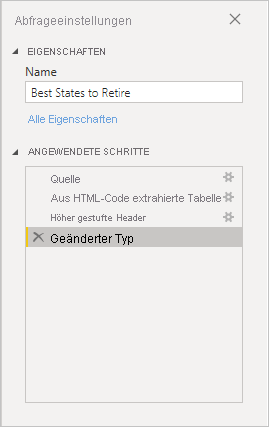 Screenshot of Power BI Desktop showing Query Settings in the right pane.