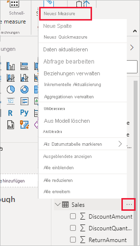 Screenshot: das neue Measure auf der Liste im Menü