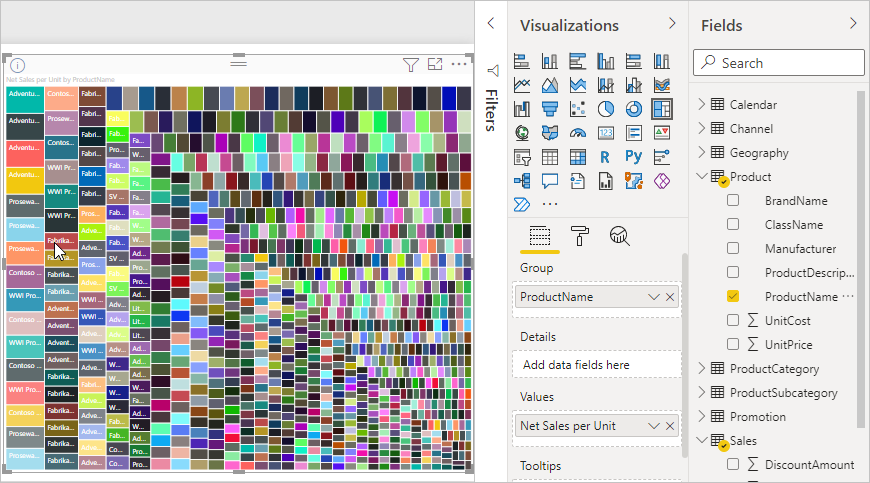 Screenshot: Treemap nach Produktname