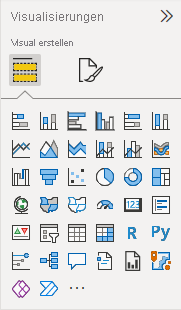 Screenshot showing the Visualizations pane with icons for each visualization type.