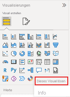 Screenshot of option to unpin a visualization from the visualization pane.