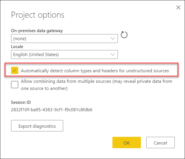 Option Datentyp automatisch erkennen in den Projektoptionen.