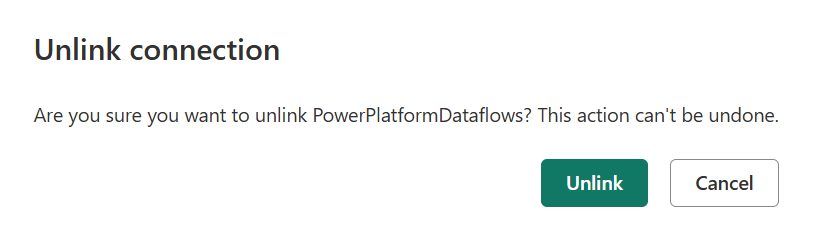 Screenshot des Prompt, in dem Sie aufgefordert werden, die Aktion zum Aufheben der Verknüpfung zu bestätigen.