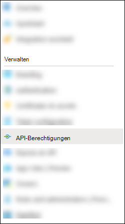 Wählen Sie auf der Seite Manifest die Option API-Berechtigungen aus.