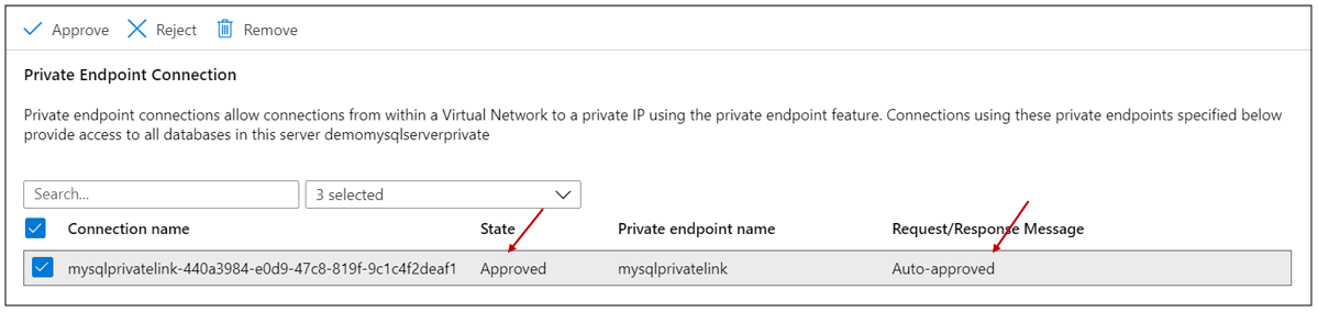 Auswählen des Endstatus des privaten Endpunkts