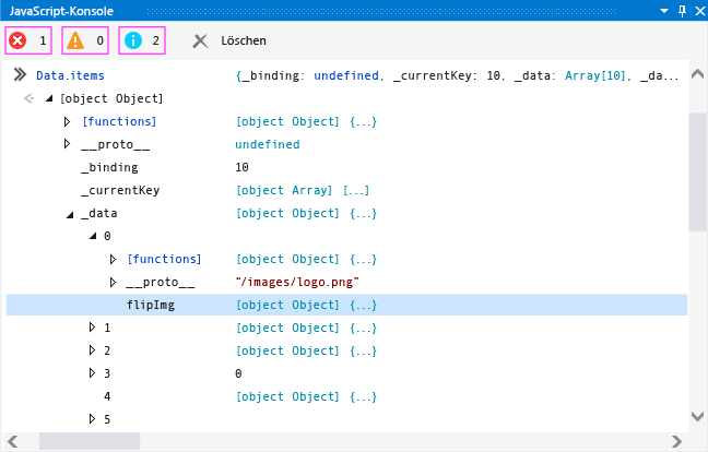 Fenster der JavaScript-Konsole