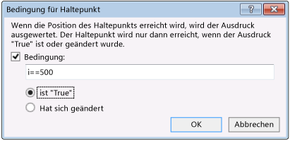 Dialogfeld „Bedingung für Haltepunkt“